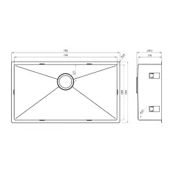 Lorreine 74R Luxury Edelstahl Küchenspüle groß 74x40 cm Unterbau, flächenbündig und Oberflächen-Einbau 1150178229