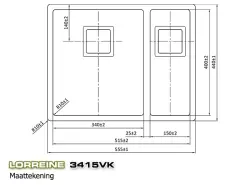 Lorreine 3415VK Exklusive anderthalb Edelstahl Küchenspüle 3415 cm Unterbau, flächenbündig und Oberflächen-Einbau 1150178269