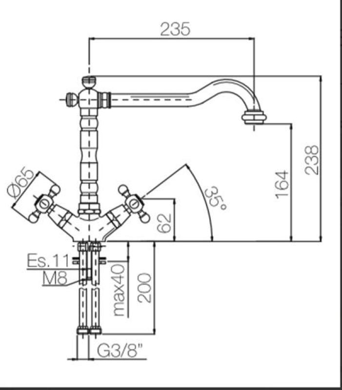 PB Nostalgische Küchenarmatur V1910 Edelstahl