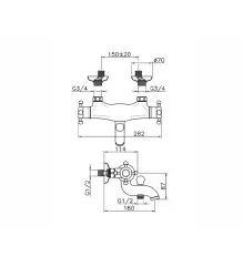 Huber Victorian Thermostat-Badewannenbatterie aus Edelstahl VTT270102A