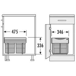 Hailo Tandem S 3 Abfalleimer 1x18+2x8,5ltr 1153449232