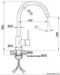 Lorreine Mersey Küchenarmatur komplett Edelstahl mit schwenkbarem Auslauf 1154021752