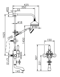 Huber Victorian Thermostat-Bad/Dusche-Set Edelstahl 1154958052