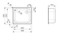 Reginox R18 3530 OSK kleine Küchenspüle aus Edelstahl Oberflächen-Einbau B2910RLU02GDS R00373