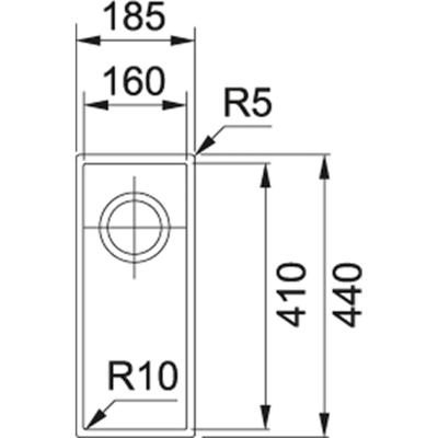 Franke Sirius 2 S2D 110.16 Kunststoff kleine weiße Spüle 16x41cm Unterbau 125.0252.233