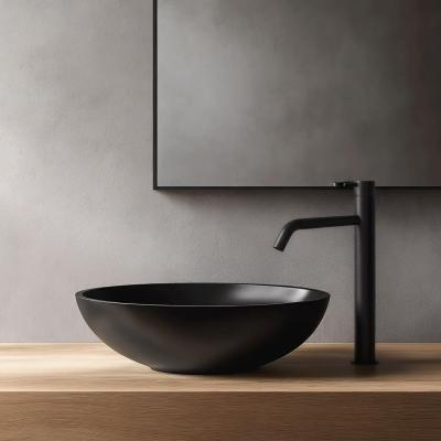 Waterevolution Flow Waschtischarmatur, hoher Auslauf, inkl. Klickstecker, Schwarz matt T115PR