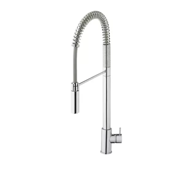 Waterevolution Flow halbprofessionelle Küchenmischarmatur Chrom mit Säule und Feder T15701