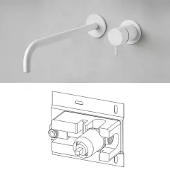 Waterevolution Flow Einbau-Waschtischarmatur Weiß matt, mit Auslauf 25cm T116BBR-25