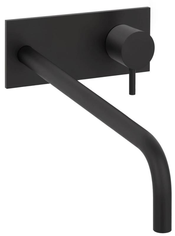 Waterevolution Flow Unterputz-Waschtischbatterie mit Abdeckplatte Schwarz matt, mit Auslauf 25cm T1161BPR-25