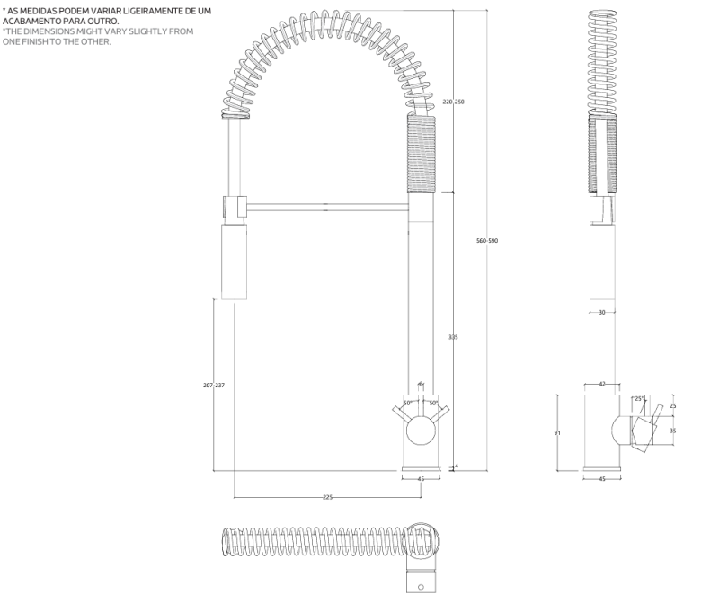 Waterevolution Flow semiprofessioneller Küchenmischer matt schwarz mit Säule und Feder T157PR