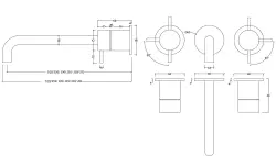 Waterevolution Flow 3-Loch-Unterputz-Waschtischarmatur Weiß matt, mit Auslauf 25 cm T1163FBR-25