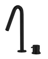 Waterevolution Flow 2-loch Waschtischarmatur Schwarz matt mit kleinem 127mm V-Auslauf T112VPR