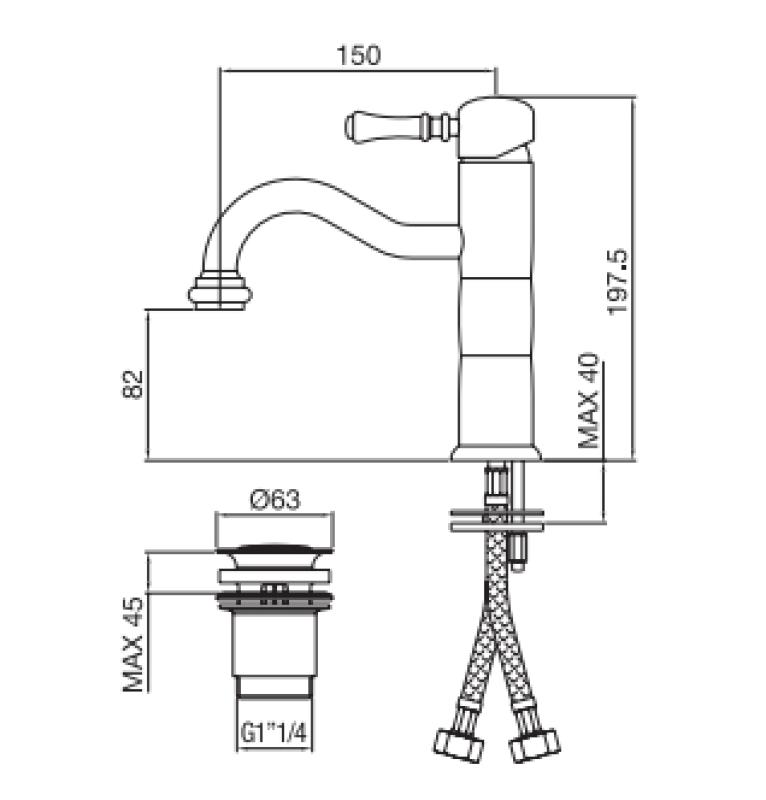 PB Classic klassischer Waschtischarmatur Pilar Bronze 1208592572