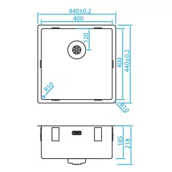 Caressi Küchenspüle CAPP40R10 B40xL40xT18,5cm nahtloser Stecker