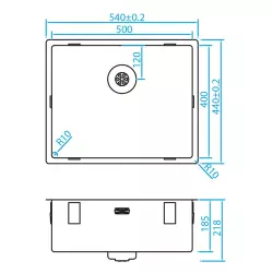 Caressi Küchenspüle CAPP50R10 B50xL40xT18,5cm nahtloser Stecker