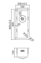 Caressi Küchenspüle CAPP16R10 B16xL40xT18,5cm nahtloser Stecker