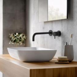 Waterevolution Flow Einbau-Waschtischarmatur matt schwarz mit Auslauf 21 cm T116BPR-21