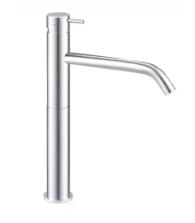 Waterevolution Flow Waschtischarmatur hoher Auslauf, inkl. Klickstecker, komplett Edelstahl T115IE