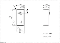 Reginox New York kleine Edelstahl Küchenspüle 18x40 T09T1LLU06GDS R27851