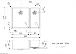 Reginox New York 1.5 Edelstahl Küchenspüle 34x40 + 18x40 T09T8LLU08GDS R27806