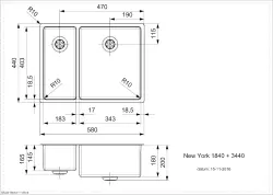 Reginox New York 1.5 Edelstahl Küchenspüle 18x40 + 34x40 T09T5LLU08GDS R27844