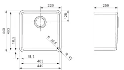 Reginox Kansas 40x40 KG-CC Edelstahl Küchenspüle flächenbünbdig B19H2LLU05GDS