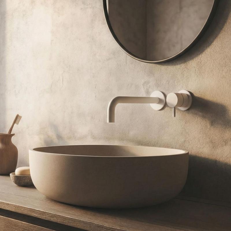 Waterevolution Flow Einbau-Waschtischarmatur mattweiß mit Auslauf 15 cm T116BBR-15