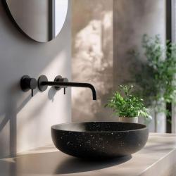 Waterevolution Flow 3-Loch-Einbau-Waschtischarmatur Mattschwarz mit Auslauf 21 cm T1163FPR-21