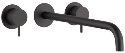 Waterevolution Flow 3-Loch-Einbau-Waschtischarmatur Mattschwarz mit Auslauf 21 cm T1163FPR-21