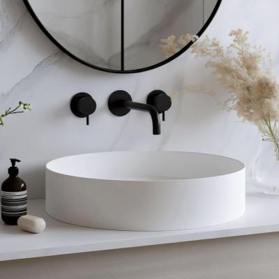 Waterevolution Flow 3-Loch-Einbau-Waschtischarmatur Mattschwarz mit Auslauf 15 cm T1163FPR-15