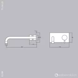 Waterevolution Flow Unterputz-Waschtischbatterie mit Abdeckplatte, Chrom, Auslauf 21cm T1161B01-21