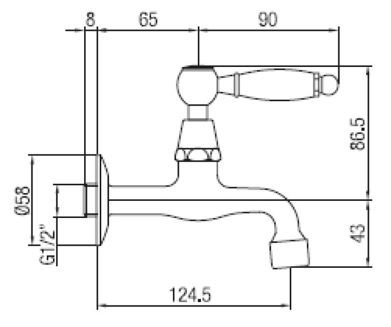 PB Classic Wand-Kaltwasserarmatur mit weißem Griff Bronze 1208853512