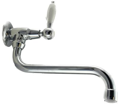 PB Classic Wand-Kaltwasserarmatur mit weißem Griff und langem Auslauf, Chrom 1208853612
