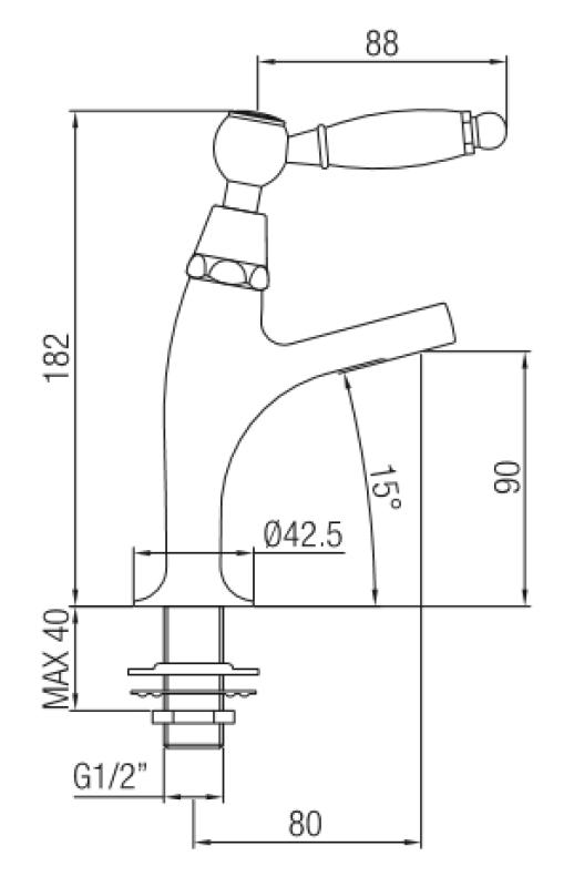PB Classic Kaltwasserarmatur mit weißem Griff, kleines Modell Chrom 1208854162