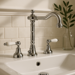 PB classic Wasserhahn 3-Loch-Waschtischarmatur, weiße Hebel, Chrom 1208854262