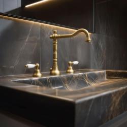 PB classic Wasserhahn 3-Loch-Waschtischarmatur, weiße Hebel, Bronze 1208854272