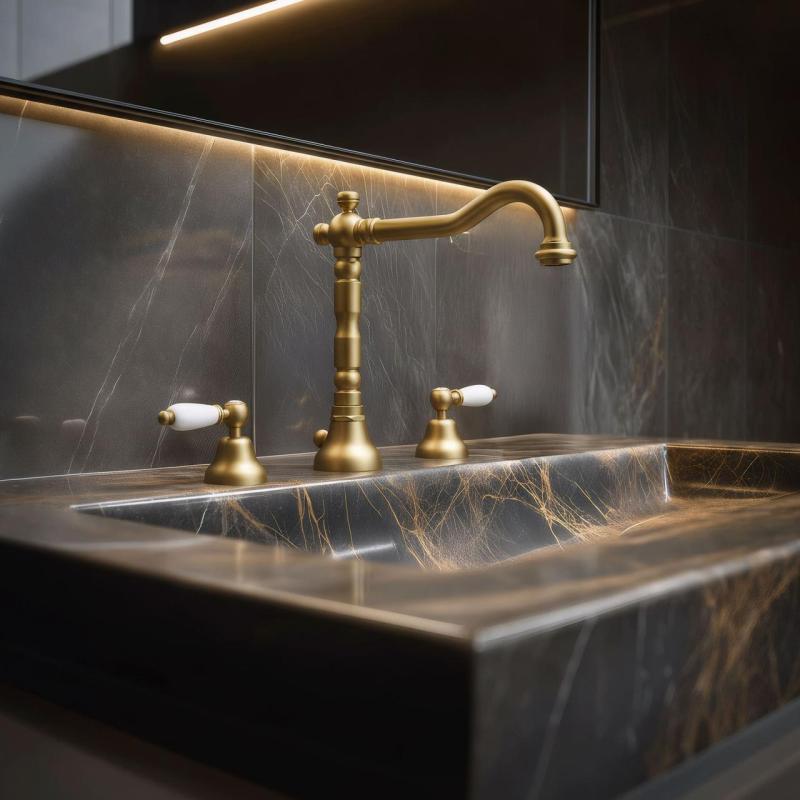 PB classic Wasserhahn 3-Loch-Waschtischarmatur, weiße Hebel, Bronze 1208854272