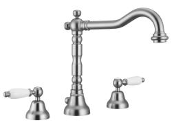 PB classic Wasserhahn 3-Loch-Waschtischarmatur, weiße Hebel, Edelstahl 1208854282