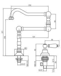 PB Classic Kaltwasserarmatur mit weißem Griff und langem schwenkbarem Auslauf Bronze 1208854762