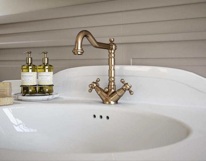 PB classic Waschtischarmatur mit Sterngriffen, Auslauf 18,5 cm, Bronze 1208854962