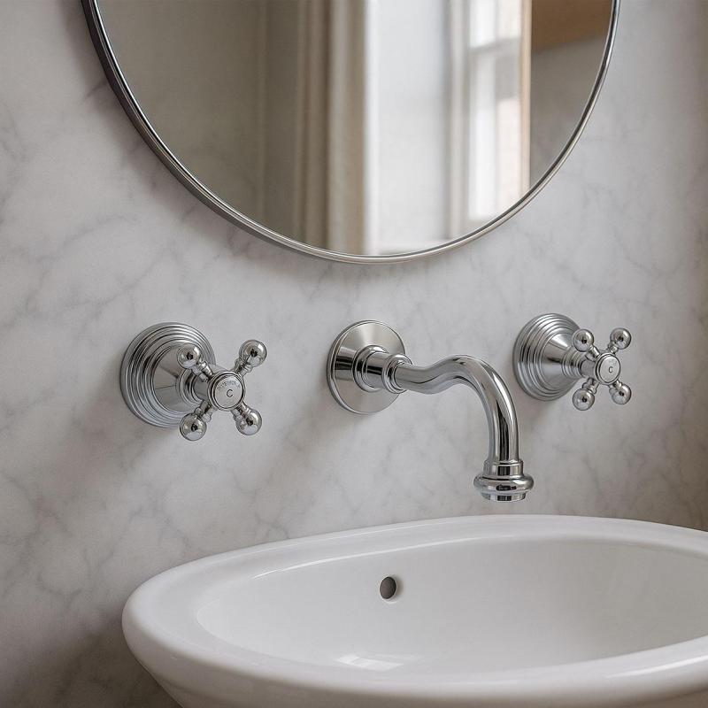 PB klassische Einbau-Wandarmatur mit Sterngriffen 20 cm Auslauf Chrom 1208855072