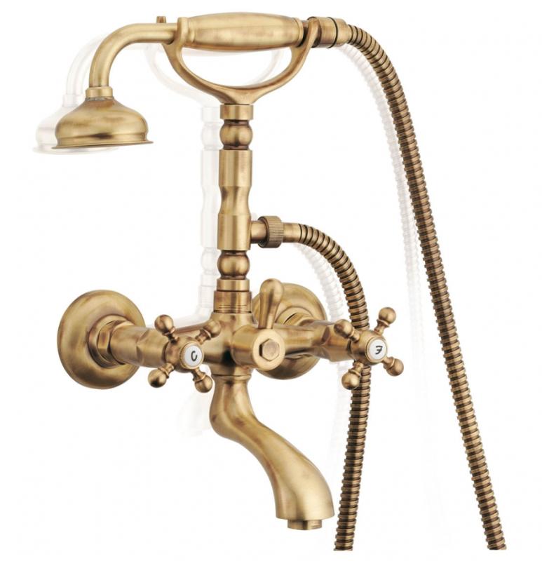 PB klassischer Wasserhahn Aufputz-Badarmatur mit Sternknöpfen Chrom inklusive Handbrause 1208855152