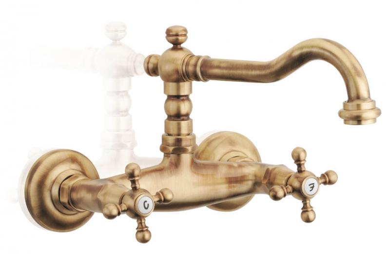 PB Classic Aufputz-Wannenbatterie mit Sterngriffen inklusive Handbrause, Edelstahl 1208855262