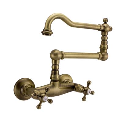 PB classic Aufputz-Wandarmatur mit Sterngriffen und langem schwenkbarem Auslauf, Bronze 1208855452