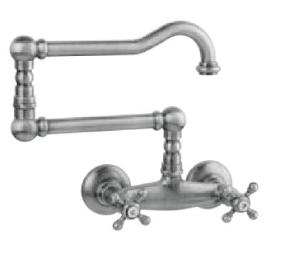 PB classic Wandarmatur mit Sterngriffen und langem schwenkbarem Auslauf, Edelstahl 1208855462