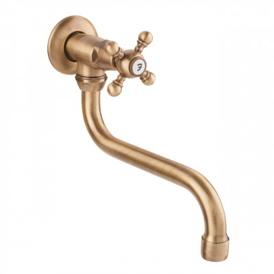 PB Classic Wand-Kaltwasserarmatur mit Sterngriff und langem Auslauf Bronze 1208855632