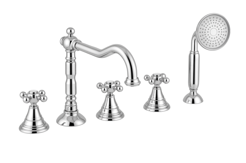 PB klassischer 5-Loch-Wannenrandhahn mit Sternknöpfen Chrom 1208855772