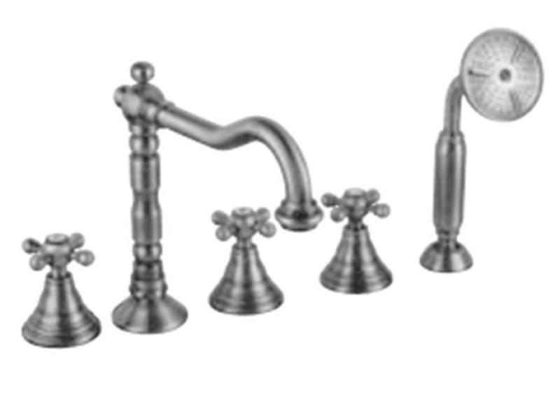 PB klassischer 5-Loch-Wannenrandhahn mit Sternknöpfen Edelstahl 1208855792