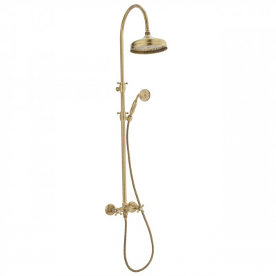 PB Classic Duschset Aufputz Sterngriffe mit Regendusche Teleskop-Duschsäule Bronze 1208855932