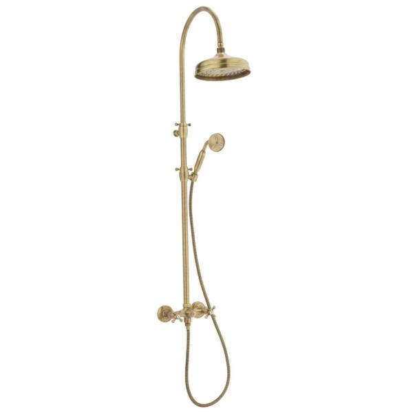 PB Classic Duschset Aufputz Sterngriffe mit Regendusche Teleskop-Duschsäule Bronze 1208855932